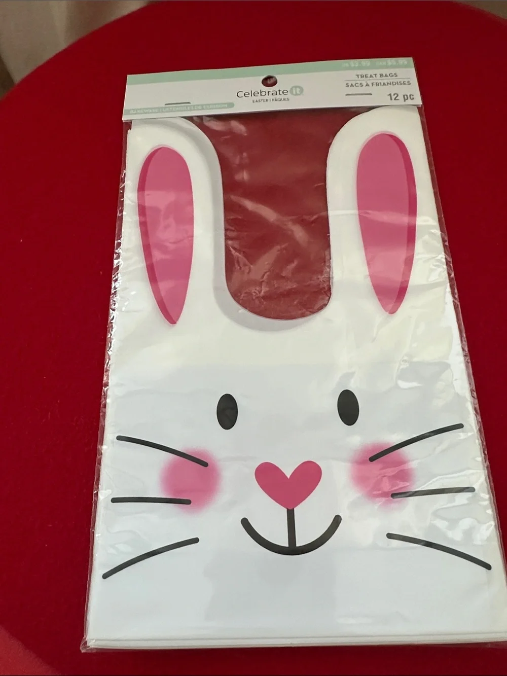 Celebrate It White Bunny Treat Bags with Pink Accents - 12 Pack
